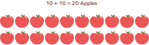 Two equal shares of twenty apples Two equal shares of twenty apples
